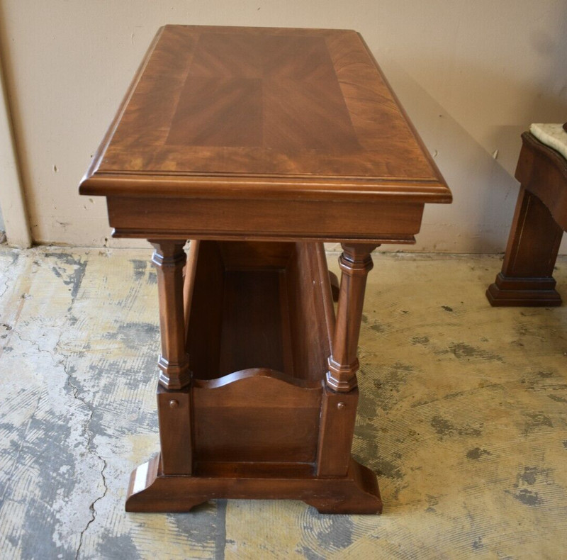 Vintage Mersman Waldron Walnut Side Table with Storage, Magazine Book Rack gallery