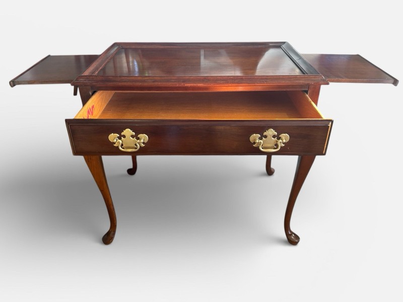 Vintage Queen Anne Writing Table w/ Drawer & 2 9” Pull Out Leaves – Local Pickup gallery