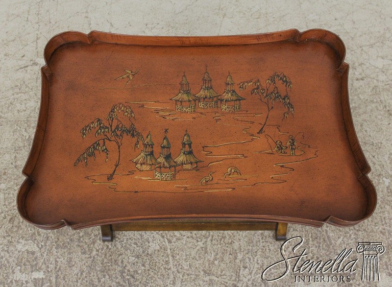57725: Chinoiserie Toleware Tray Top Folding Coffee Table gallery