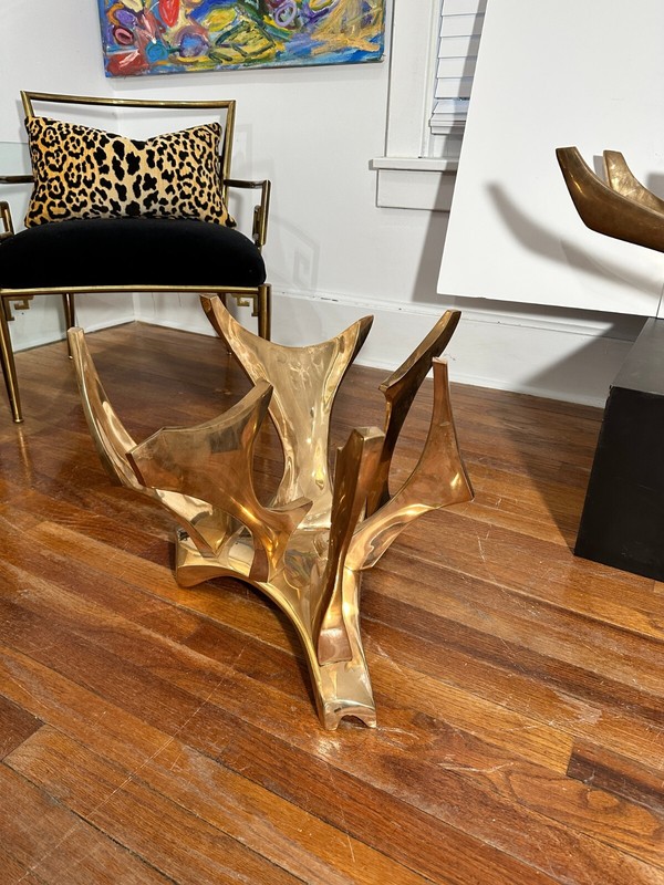 Rare Fred Brouard Signed Gilt Bronze Table Bases Set of 3 gallery
