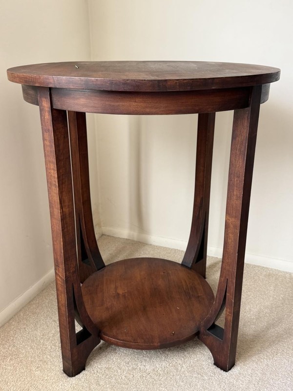 Antique Art Deco KNOXVILLE TABLE & CHAIR CO Mahogany Wood 2-Tier Parlor Table gallery