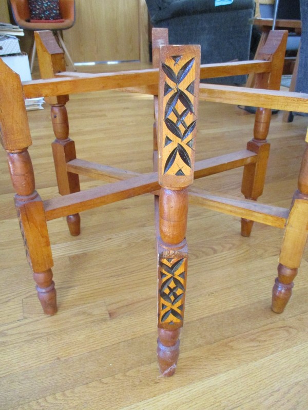 Vintage Moroccan Boho MCM Carved Wood Wooden Folding Side End Table Base Only gallery