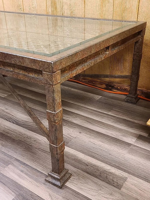 Hand Forged Wrought Iron Accent Table Reclaimed 18th Century Strap Shutter gallery