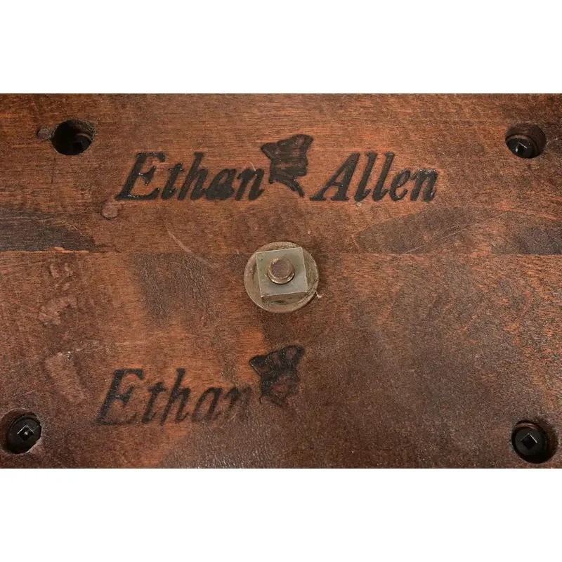 Ethan Allen Early American Solid Pine Pedestal Side Tables, Pair gallery