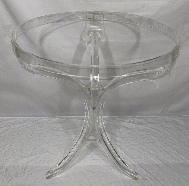 Vintage Mid Century Acrylic Lucite Table Base Stand Round 24"D 25.75"H gallery