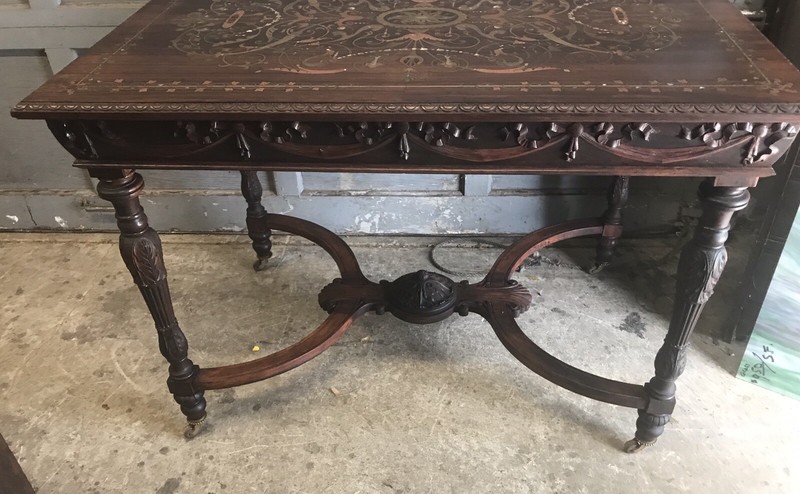ROSEWOOD MULTICOLOR BRASS INLAY TABLE
