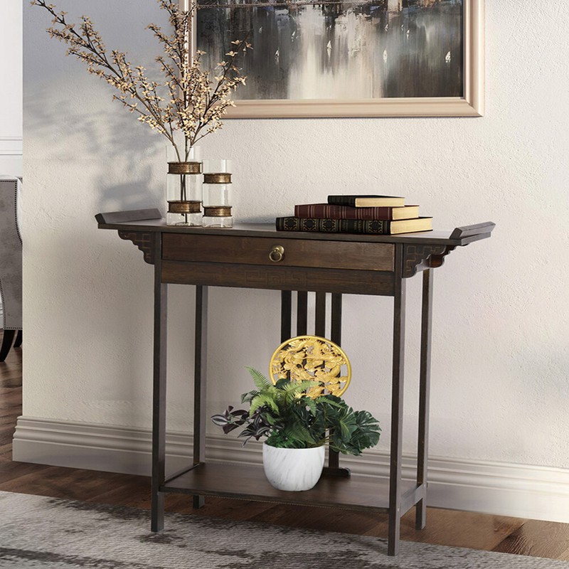 XL Vintage Console Table Entry Hallway Drawer Side Table Display Shelf Furniture