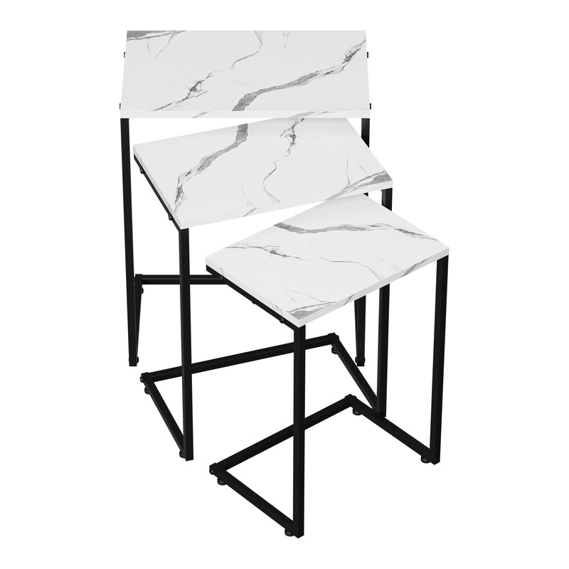 Modern C-Shaped End Tables Set of 3 Nesting Coffee Table Accent Side Table White gallery