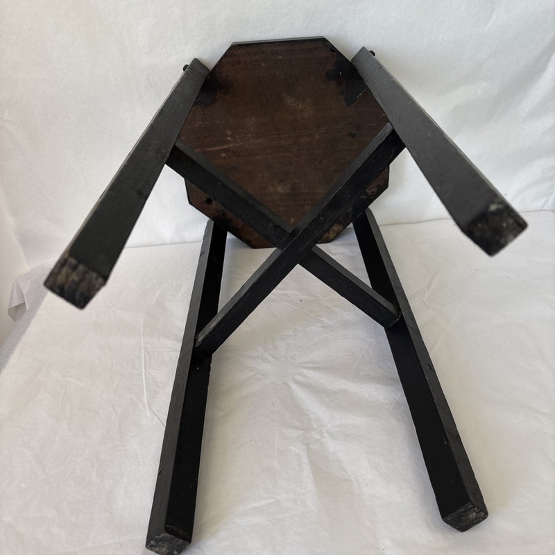 Vintage Arts & Crafts Plant Stand Solid Wood Fern Pedestal Black 17x9" gallery