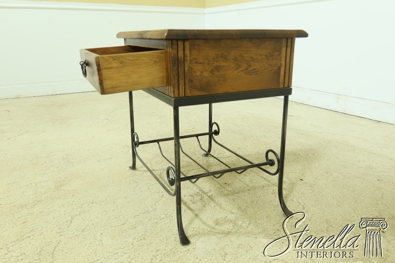 51635EC: Iron Base 1 Drawer Rustic Distressed Wood Occasional Table gallery