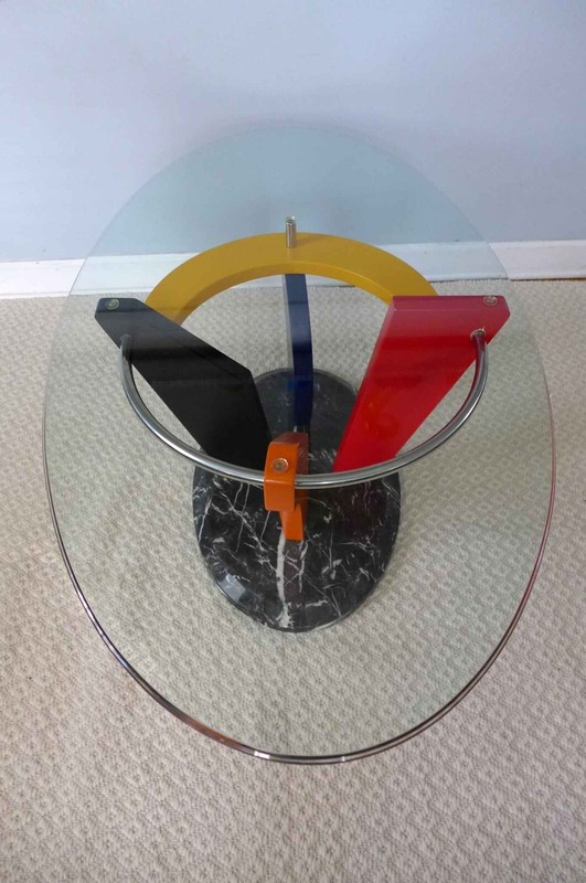 Memphis Design Marble and Glass Coffee Table 1980s Colorful Abstract Postmodern gallery