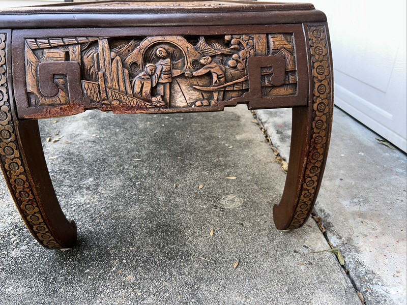 Antique Oriental Carved Wood Coffee Table gallery