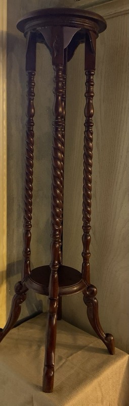 Vtg Barley Twist Pedestal Display Plant Stand Accent Side Table 2 Tier 40″