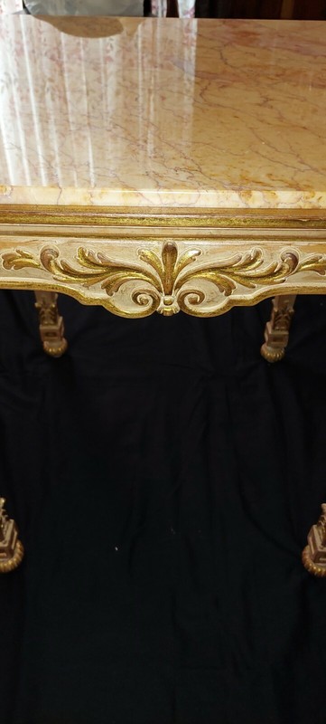 Italian End Table, Hand Crafted, Antique Style, Square 24.5"W x 26"H, Marble Top gallery
