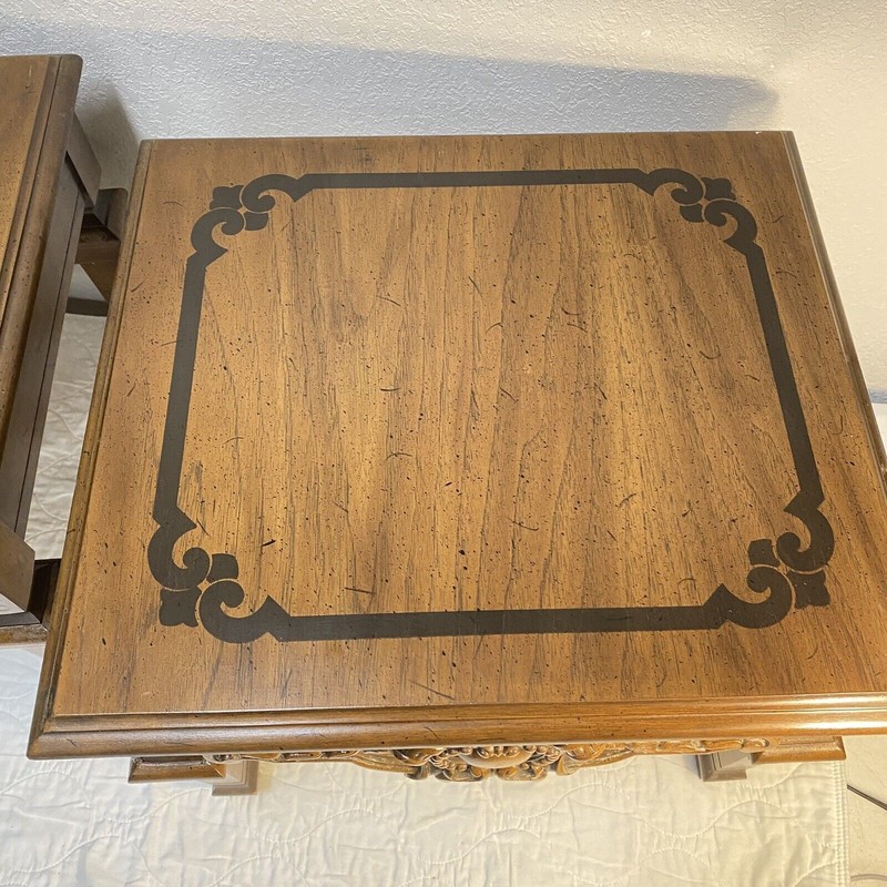 Beautiful Pair of Ornate Wood Lane End Tables / Side Tables Mo. # 1462 - 18 gallery