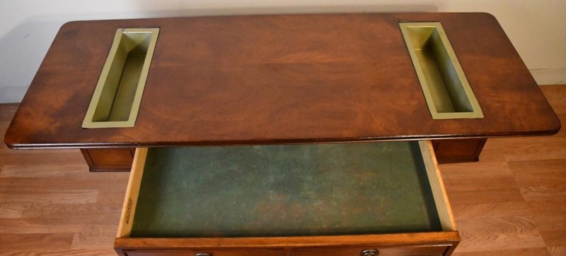 1920 Antique LANE Regency Mahogany sofa table / console table with planters gallery