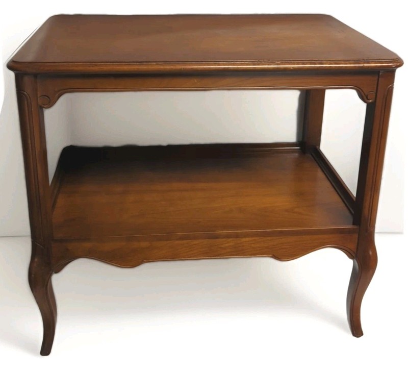 Mid Century Mahogany End Table 2 Tier Imperial Grand Rapids Vtg MCM 22x16x25