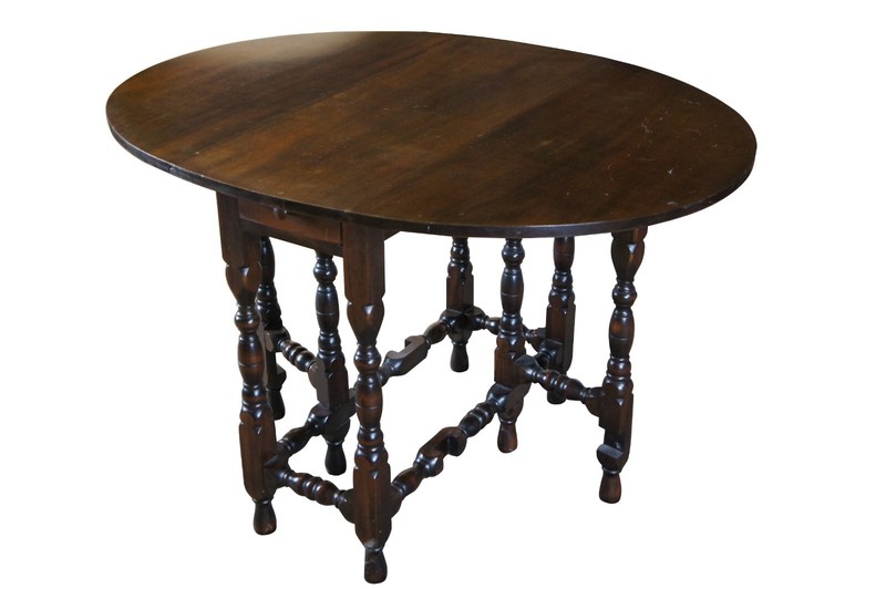 Antique William and Mary Style American Oak Dropleaf Gateleg Console Hall Table gallery