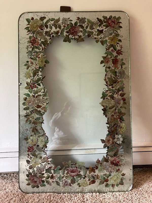 Antique Hand-Carved French Low Table Reverse-Painted Glass Top Pick-Up Only gallery