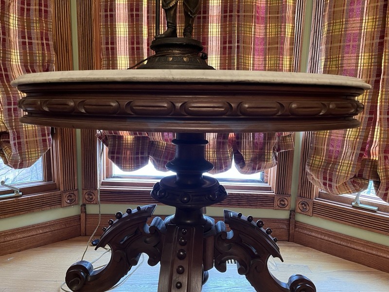 Victorian Walnut Oval Marble Top Table gallery