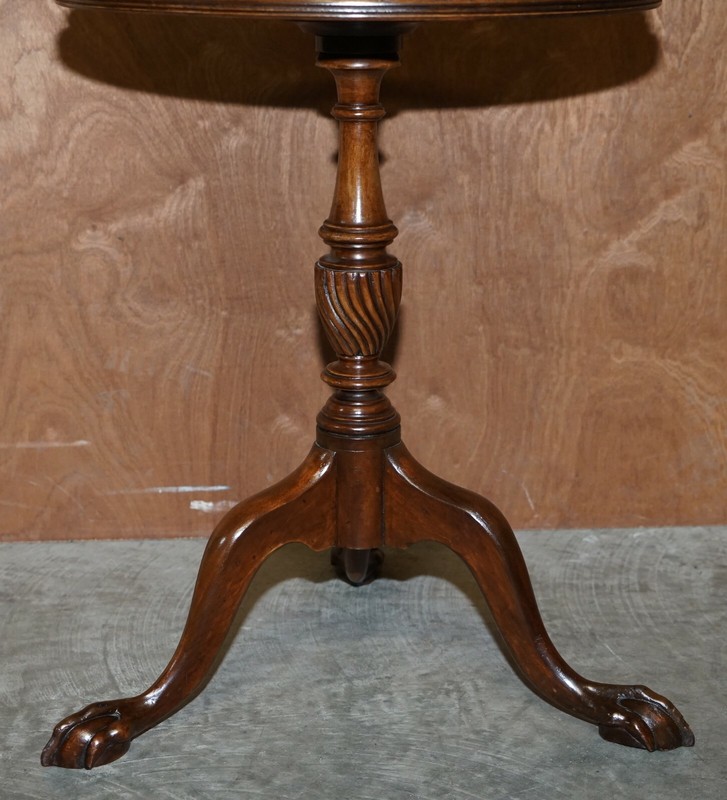 FLAMED MAHOGANY GALLERY RAIL SIDE TABLE WITH CLAW & BALL FEET REGENCY STYLE gallery