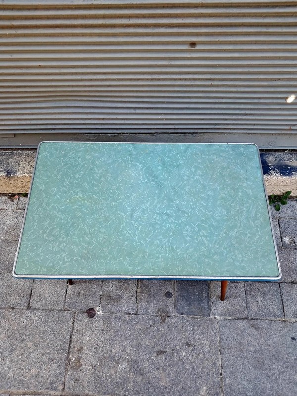 Vintage Formica Top Coffee/End Table | Blue Side Table | Planter gallery