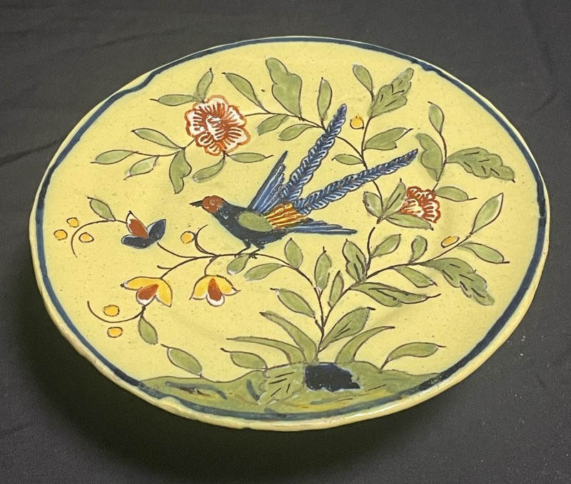 Antique pedestal stand with hand painted bird