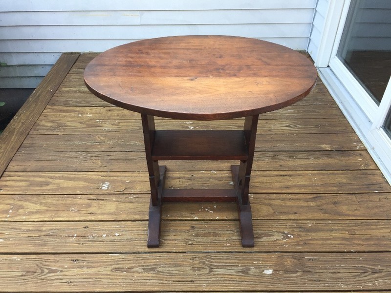 Antique Hand Made Trestle Style Side Table, Nice! gallery
