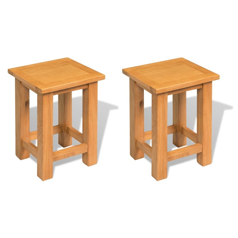 End Tables 2 Pcs Wooden Side Table Bedroom Bedside Table Solid Oak Wood vidaXL gallery
