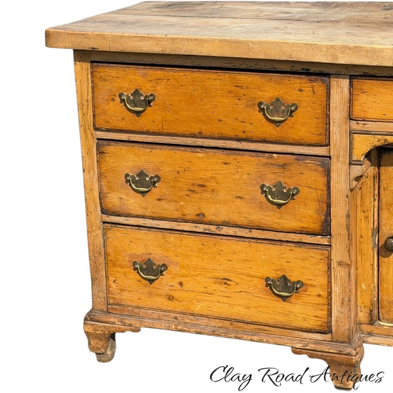 Antique Georgian Butcher block kitchen table work 7 drawers 1800s farm house 6FT gallery