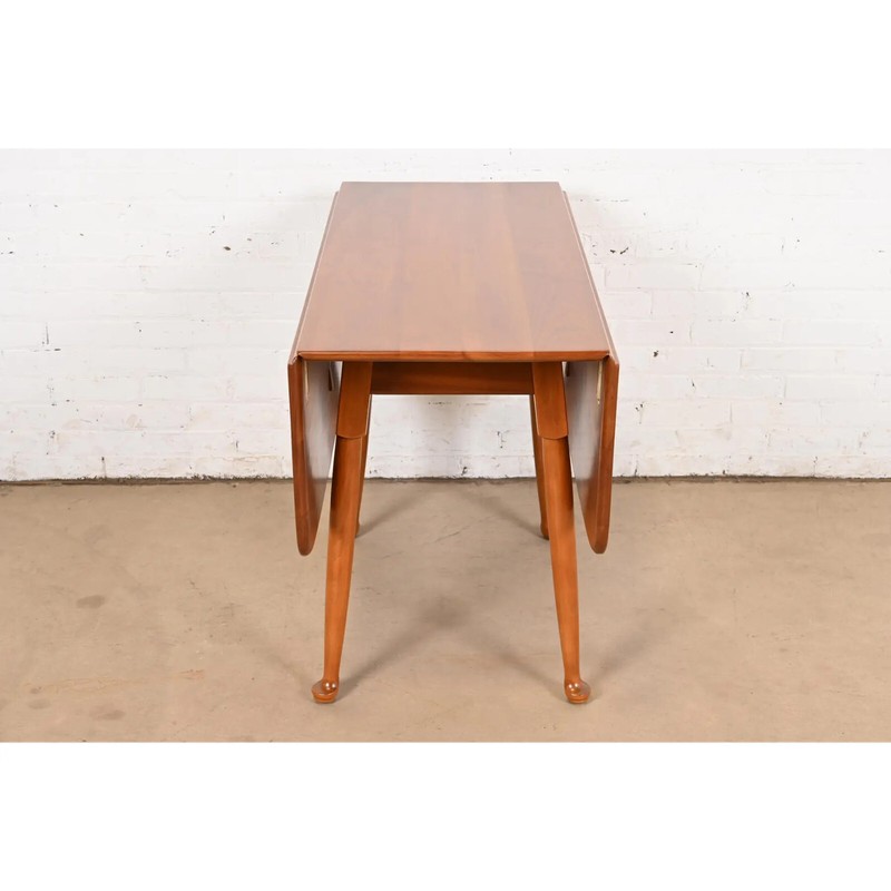 Stickley American Colonial Solid Cherry Wood Drop Leaf Dining Table, Refinished gallery