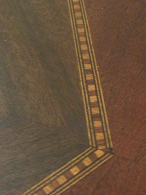 antique tea table REMOVABLE GLASS TOP TRAY early 1900's WOOD INLAY WILL SHIP!! gallery