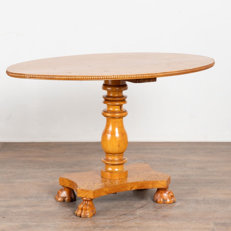 Late 19th Century Swedish Beech Veneer Oval Pedestal Side Table