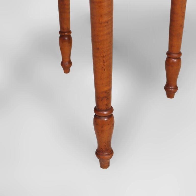 Sheraton Tiger Maple Single Drawer Stand With Opalescent Glass Knob c1840 gallery
