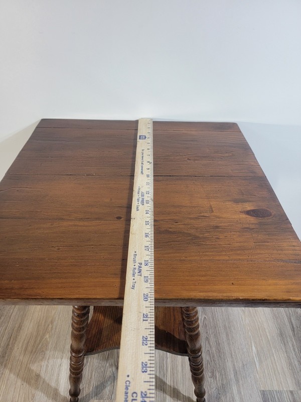 Antique Rustic Oak Victorian Turned Spool Leg 2 Tier Table gallery