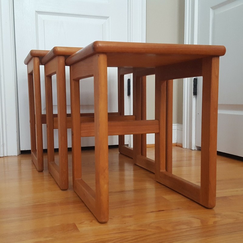 Vintage MCM Danish Nesting Tables(3) Teak & Tile Beautiful Colors Mobel Toften! gallery
