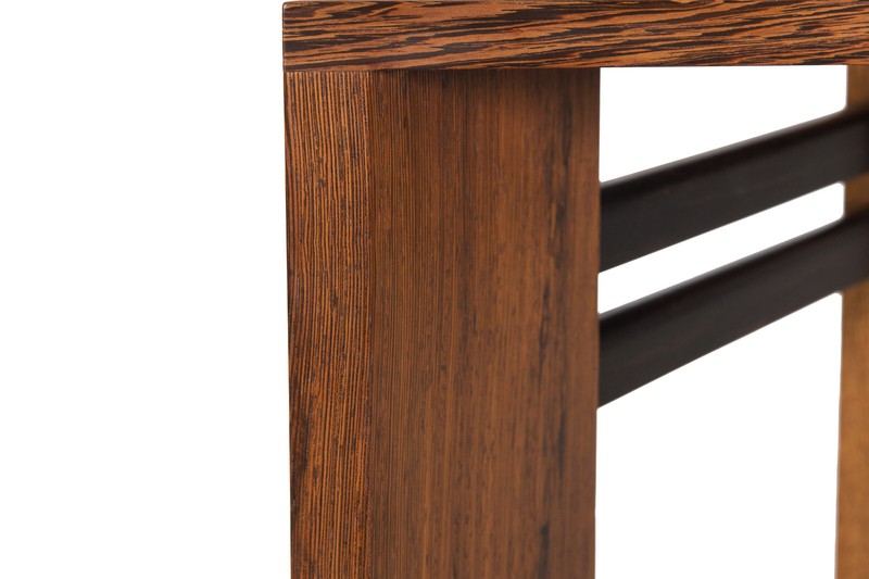 Circa 1987 Post-Modern Ebony Hardwood Accent Table w/ Dovetailed Corners gallery