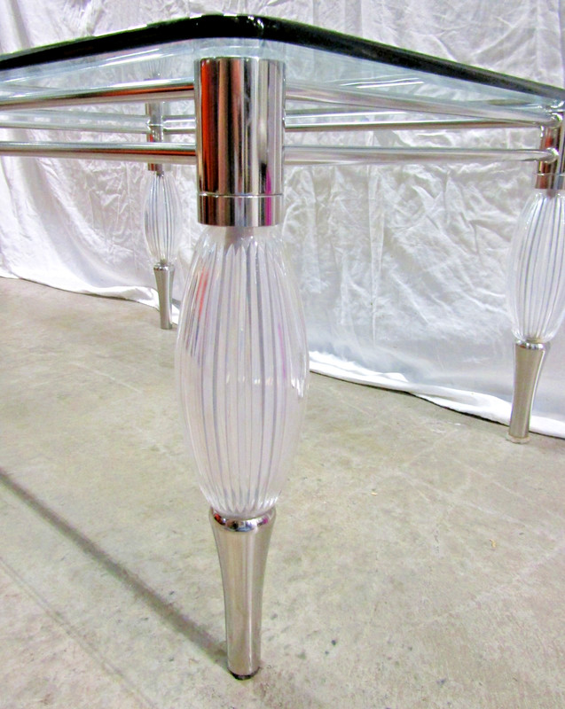 Mid-Century Modern Chrome with Limerick Crystal Legs Glass Top Coffee Table gallery