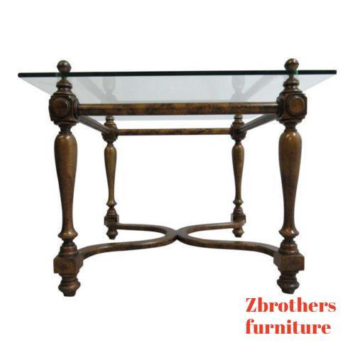 Vintage French Regency Faux Paint Tortoise Shell Lamp End Table