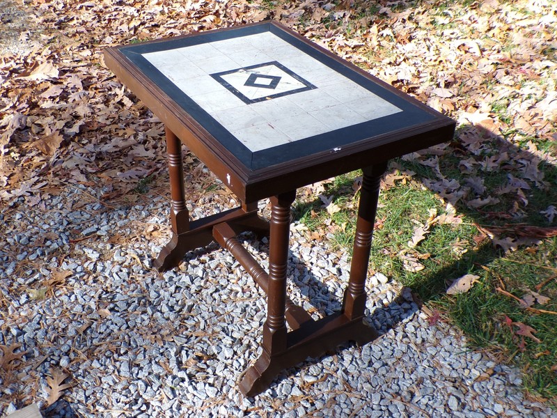 Antique Victorian Walnut Inlay Parlor Library Table Trestle Work Table gallery