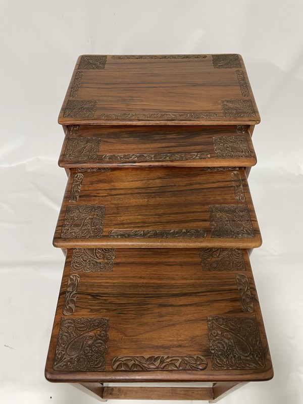 Vintage Carved Wood Nesting Tables gallery