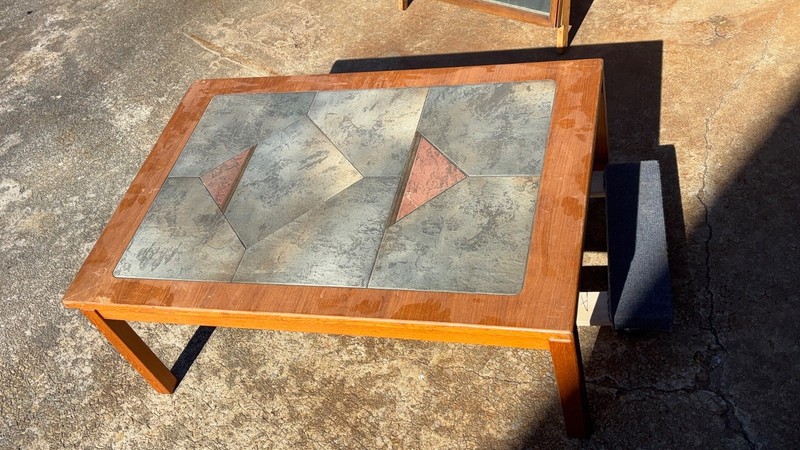 Vintage Danish Modern Teak & Slate Console Table | Mid-Century Modern 1970s gallery