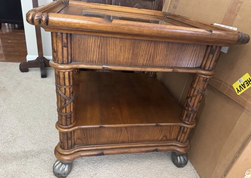 American Signature Bamboo And Brass Side Table gallery