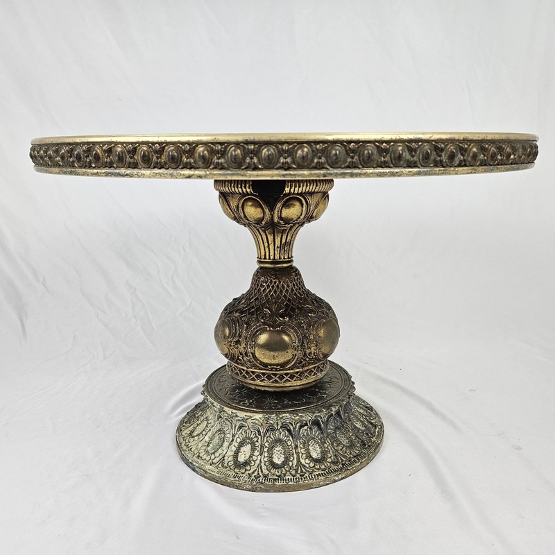 Vintage Ornate Brass End Table Glass Top Hollywood Regency Maitland Smith MCM gallery