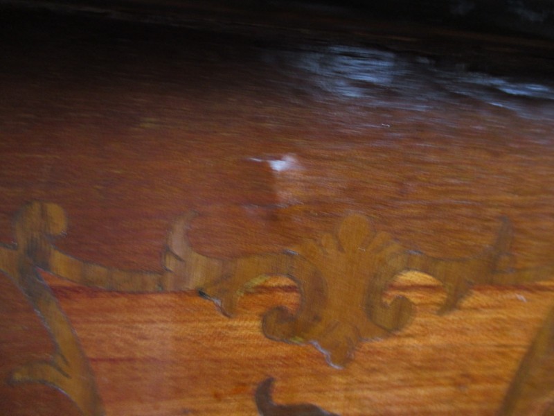 Antique French Walnut & Ebonized Marquetry 4 Drawer Accent / Bedside Table 31.5" gallery