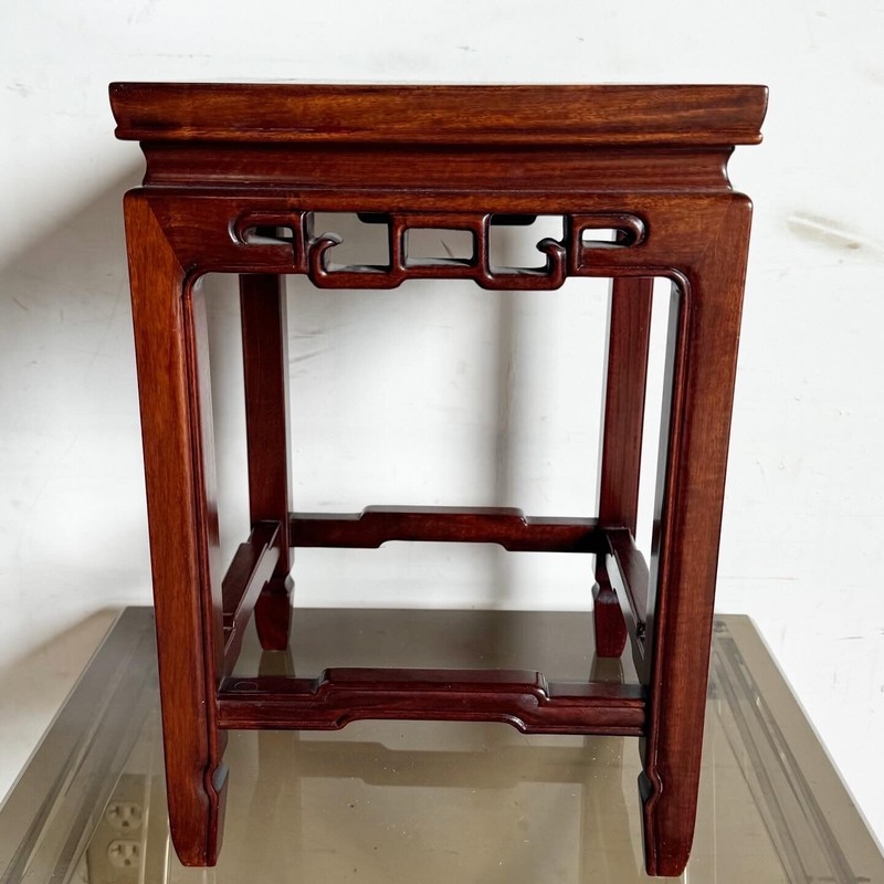 Chinese Wooden and Mother of Pearl Inlay Pedestal/Side Table gallery