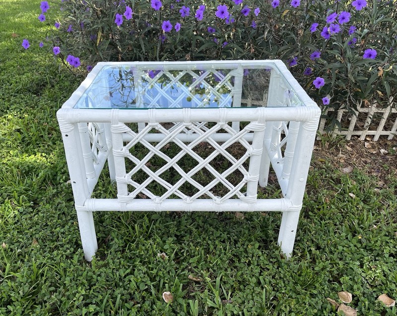 Vtg Rectangle Bamboo Rattan Wicker Table Base-Coffee,Tea End Table-Plant Stand gallery