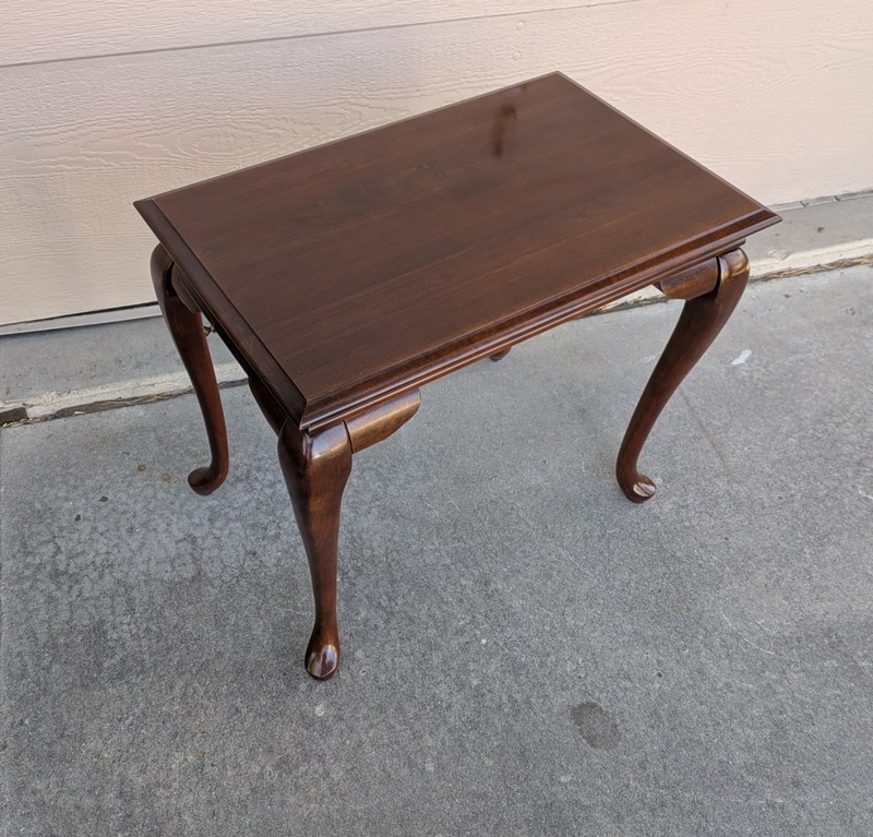 Vintage Cherry Wood Queen Anne Georgian Tea Table with Pull Out Candle Trays A gallery