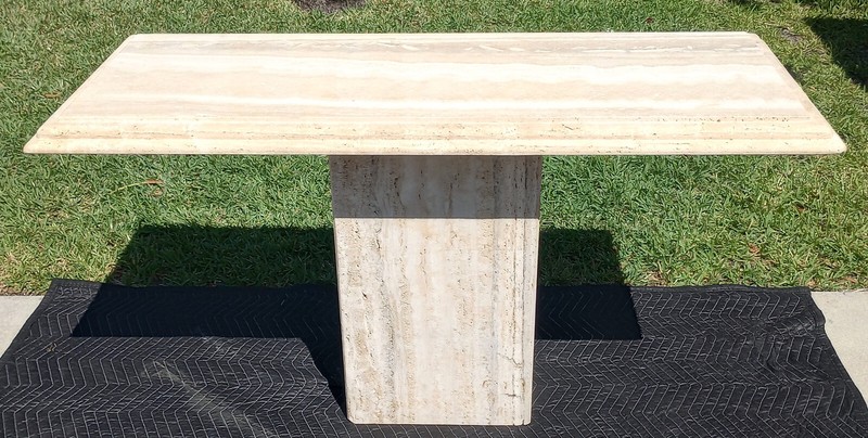 Vintage Mid Century Stone International Italy Travertine Stone Console Table gallery