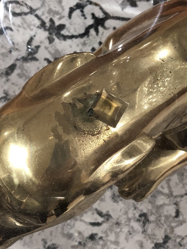 MAISON JANSEN Gilded Cast Bronze Jaguar Marble Coffee Table Mid Century gallery